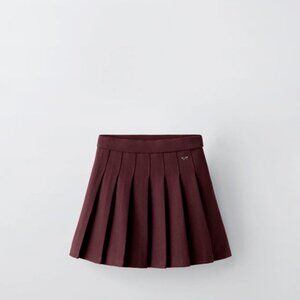 ZARA BURGUNDY BOX PLEAT SKIRT, SIZE: XS / 13-14 KIDS, LIKE NEW